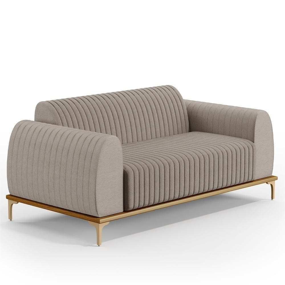 Sofá 2 Lugares Molino 150 Cm Pés D`ouro Bege C-107