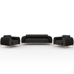 Kit Sofá 3 Lugares 180Cm Com 2 Poltronas Molino Chumbo D-465