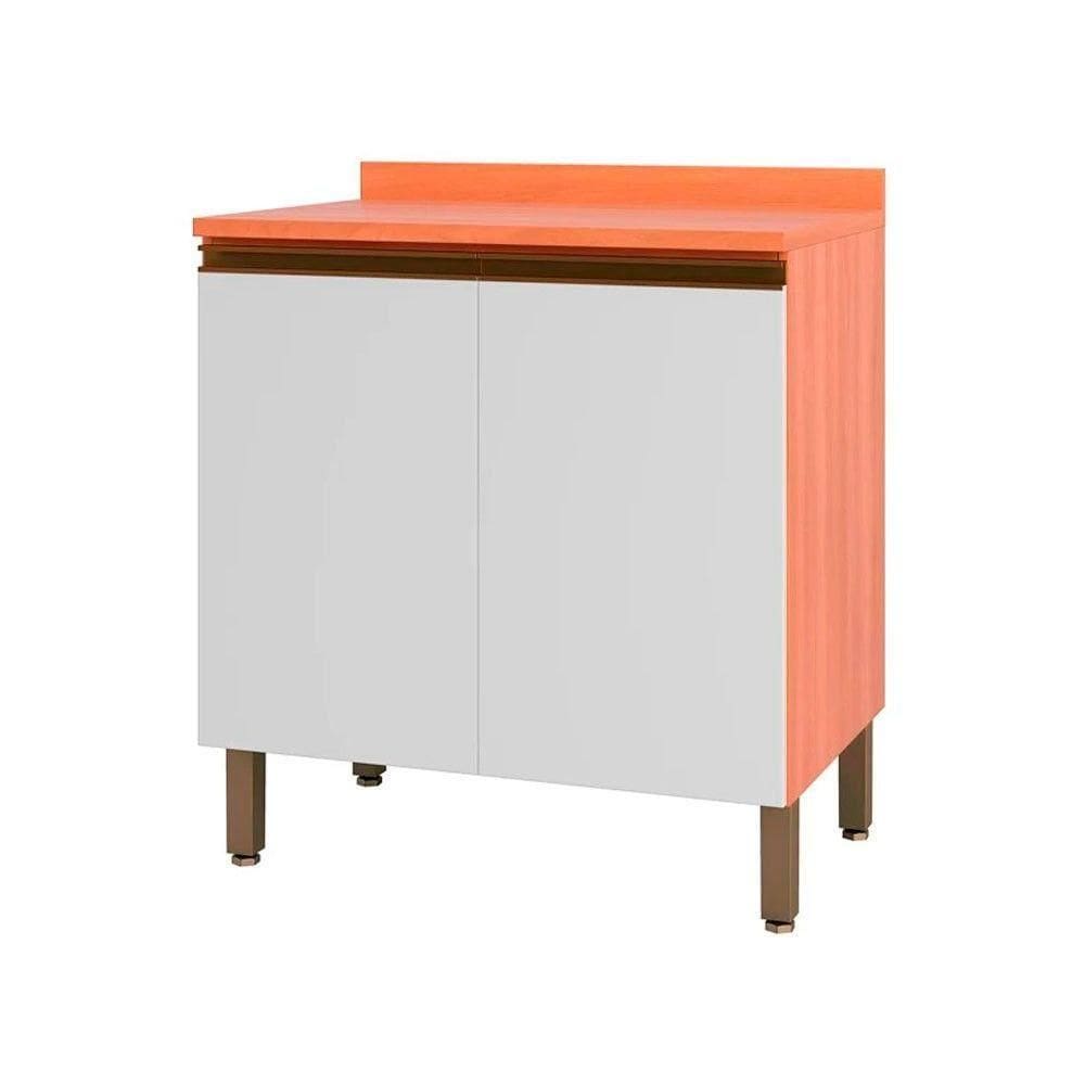 Balcão Macadâmia 80cm Com Tampo 2 Portas 914101 Telasul Freijo E Branco
