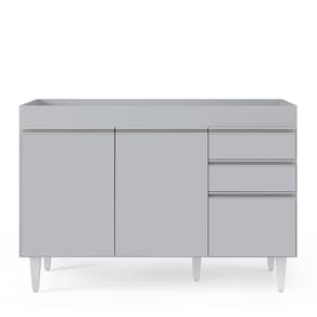 Balcão De Cozinha Para Pia 120cm 3 Portas Sem Tampo Michigan Cinza Claro - Lumil