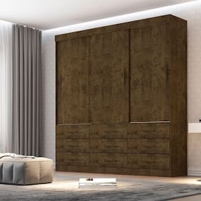 Guarda Roupa Casal 3 Portas 9 Gavetas New Star Sallêto Móveis Ipê