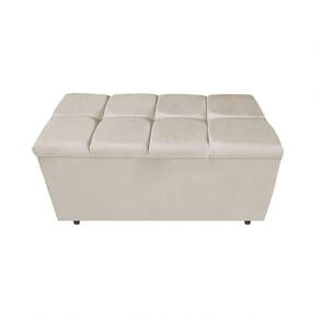 Calçadeira Estofada Manchester 90cm Solteiro Suede Bege