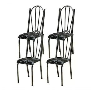 Kit 04 Cadeiras Tubular Cromo Preto 021 Assento Preto Florid