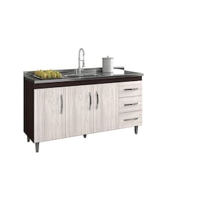 Balcão Gabinete De Pia Isabel 160cm Castanho Avelã S- Tampo