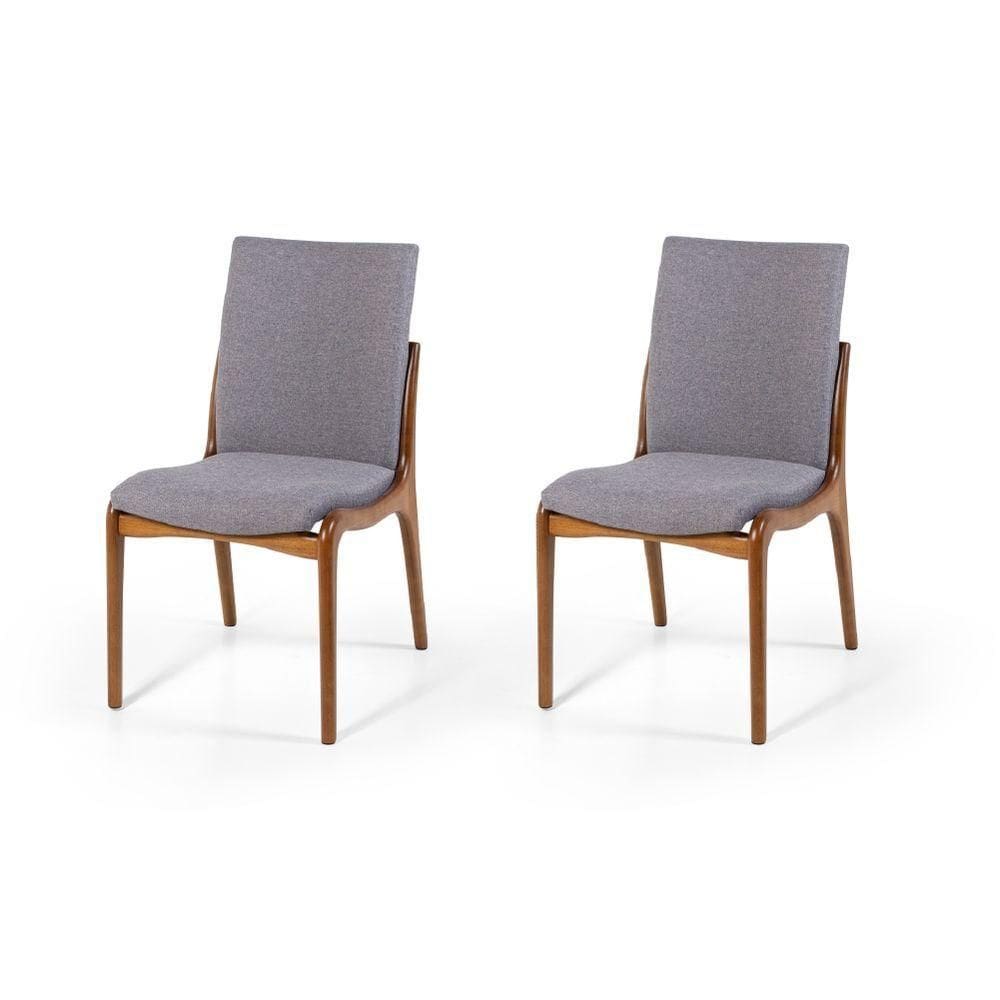 Conjunto 2 Cadeiras De Jantar Estofada Garbo Cinza Escuro