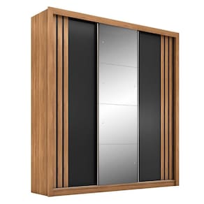 Guarda Roupa Casal 3 Portas Moema Amendola Touch/nude Preto Tx - Demóbile