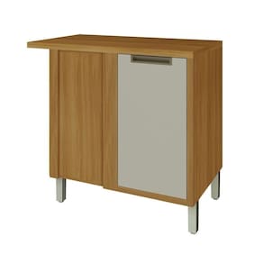 Balcão De Canto Para Cozinha 1 Porta Imperatriz Nesher Móveis Freijó-off White