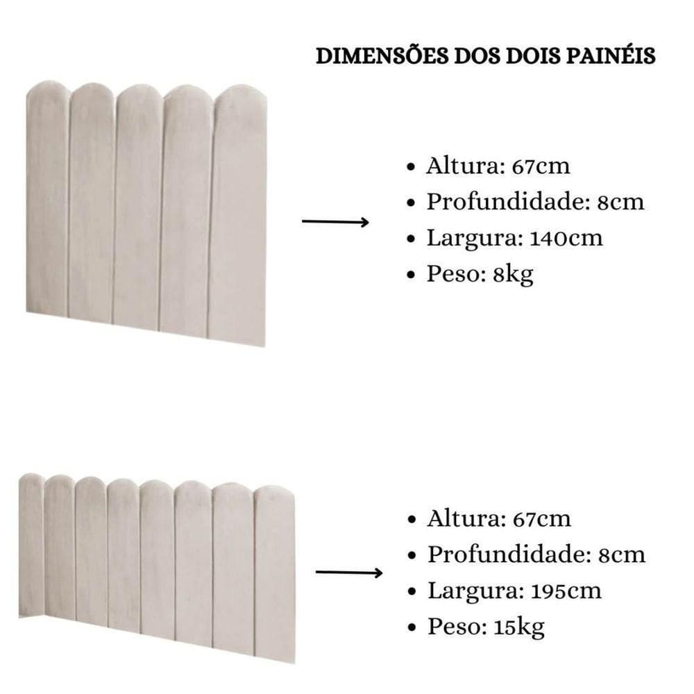 Cabeceira Painel Cama Casal Box Nuvem Suede Sandy 140 Cm :bege