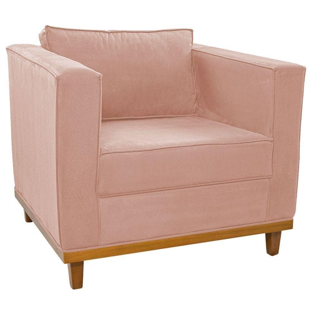 Poltrona Decorativa Europa Suede Doce Sonho Móveis Cor Rosê