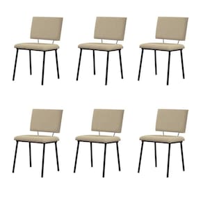 Kit 6 Cadeiras Decorativas Sala De Jantar Fennel Linho Bege - Gran Belo