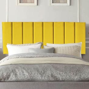 Painel Estofada Carla 195cm King Size Para Cama Box Quarto Corino Amarelo - Gat Magazine