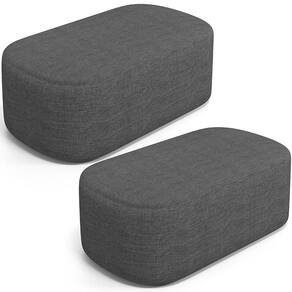 Kit 02 Puffs Decorativos Orgânico Para Living Quarto 100cm Doha W01 Linho Cinza Escuro - Lyam Decor