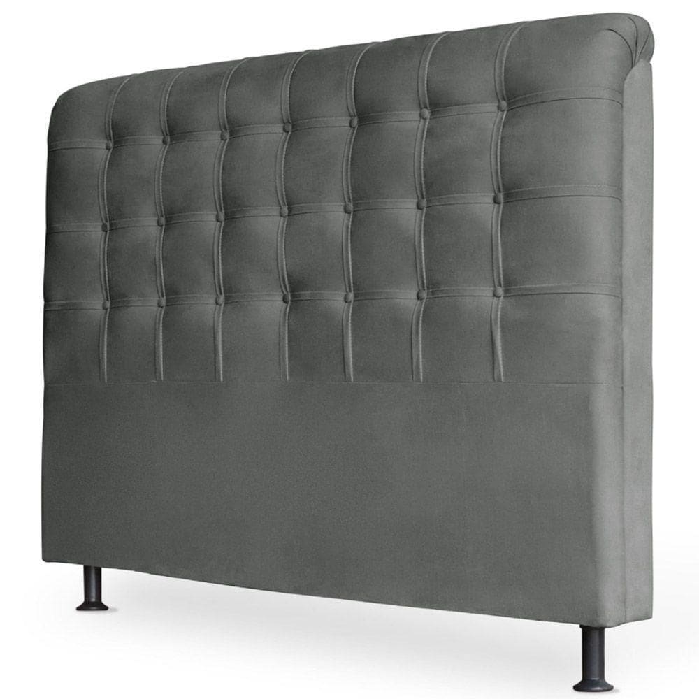 Cabeceira Estofada Box Casal King Louise 195cm Suede Cinza