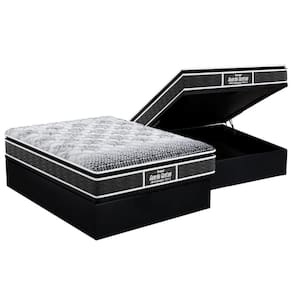 Cama Box Baú Casal: Colchão Anatômico D28 - Ep Guarda Costas Pillow + Base Crc Suede Black(138x188)