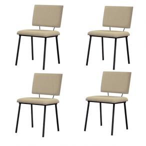 Kit 4 Cadeiras Decorativas Sala De Jantar Fennel Linho Bege - Gran Belo