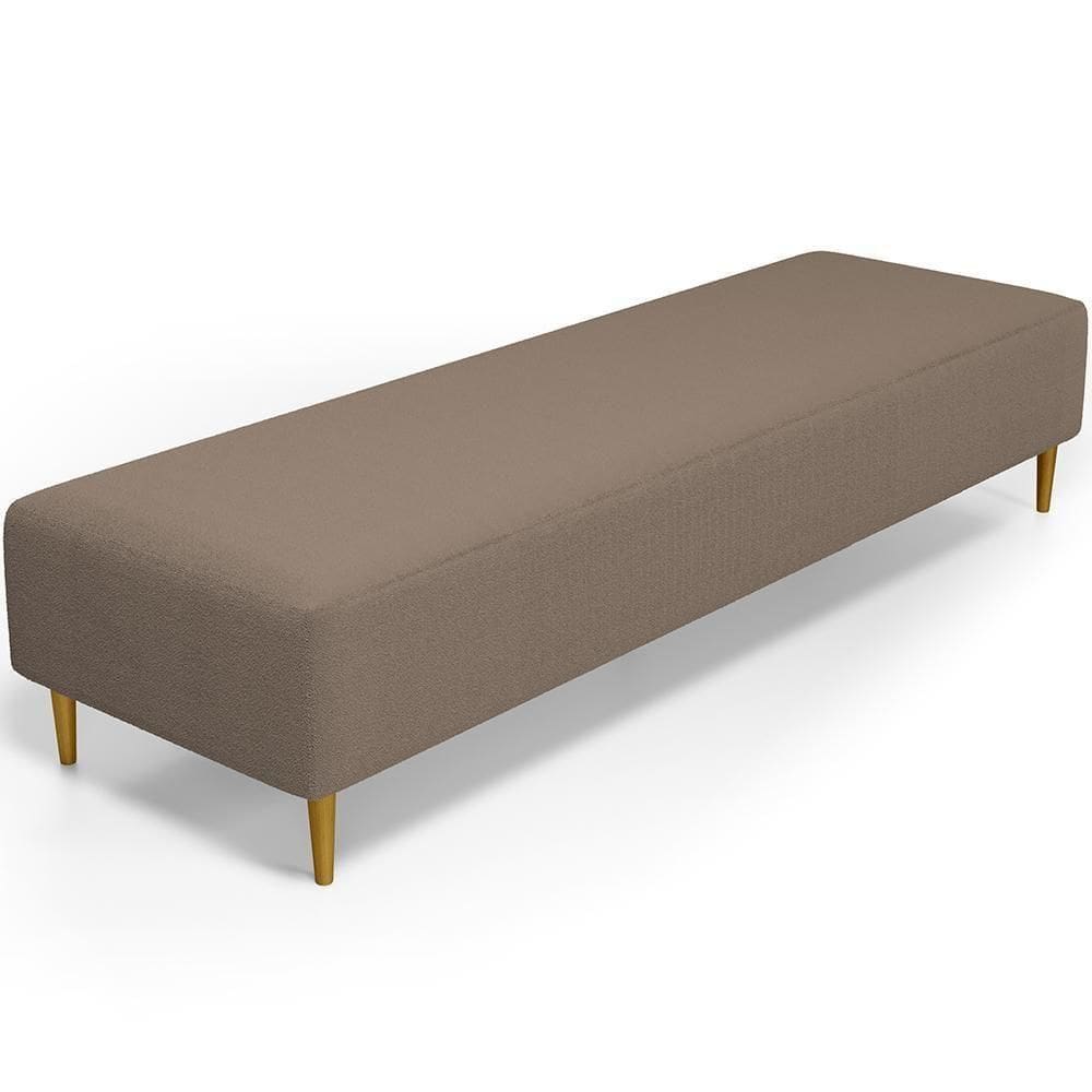 Puff Decorativo Bali W01 Pés Palito 170x60cm Bouclê Bege - Lyam Decor