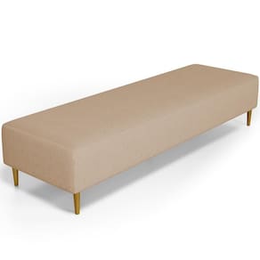 Puff Decorativo Bali W01 Pés Palito 210x60cm Linho Bege Escuro - Lyam Decor