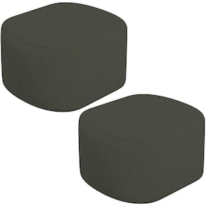 Kit 2 Puffs Decorativos Orgânico Para Living Quarto 70cm Doha W01 Linho Verde Musgo - Lyam Decor