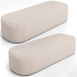 Kit 02 Puffs Decorativos Orgânico Para Living Quarto 160cm Doha W01 Linho Cru - Lyam Decor