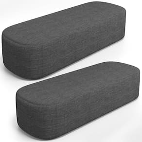 Kit 02 Puffs Decorativos Orgânico Para Living Quarto 160cm Doha W01 Linho Cinza Escuro - Lyam Decor
