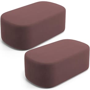 Kit 02 Puffs Decorativos Orgânicos Para Living Quarto 100cm Doha W01 Suede Rosê - Lyam Decor