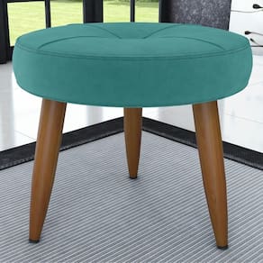 Puff Redondo Para Sala Davi Veludo Verde Menta