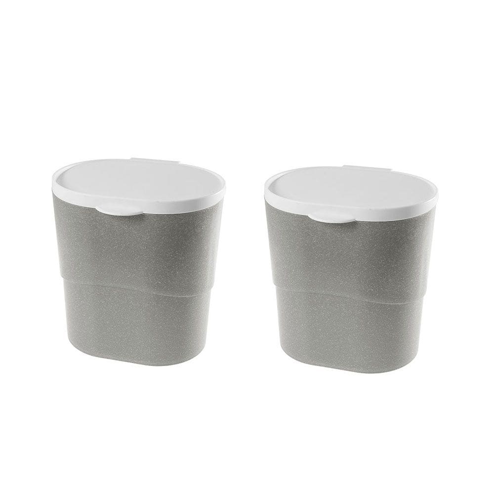 Lixeira Cinza ECO Tampa Branca 2,7L Pia Banheiro 2un