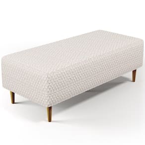 Puff Decorativo Sala De Estar Bali W01 Pés Palito 120x50cm Bouclê Cru - Lyam Decor
