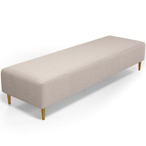 Puff Decorativo Sala De Estar Bali W01 Pés Palito 170x60cm Bouclê Creme - Lyam Decor
