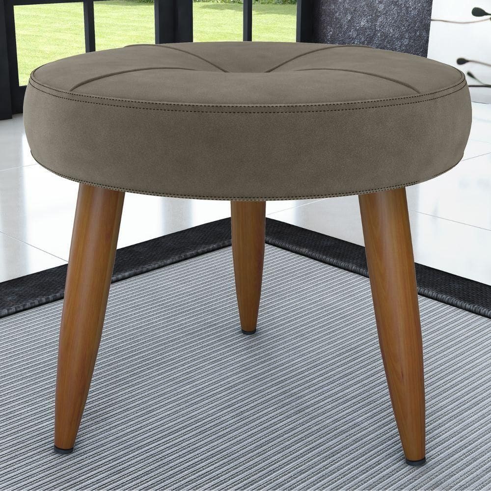 Puff Redondo Para Sala Miami Veludo Cappuccino