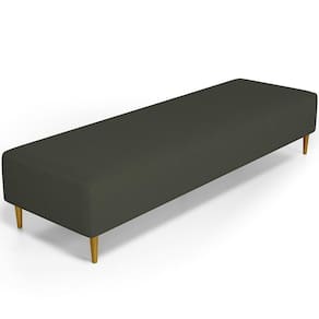 Puff Decorativo Bali W01 Pés Palito 210x60cm Linho Verde Musgo - Lyam Decor