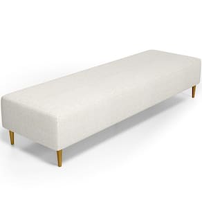 Puff Decorativo Sala De Estar Bali W01 Pés Palito 170x60cm Linho Champagne - Lyam Decor