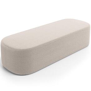 Puff Decorativo Orgânico Para Living Quarto 195cm Doha W01 Bouclê Creme - Lyam Decor