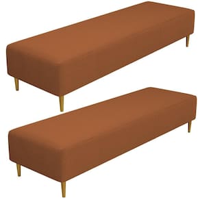Kit 02 Puffs Decorativo Sala De Estar Bali W01 Pés Palito 170x60cm Bouclê Terracota - Lyam Decor
