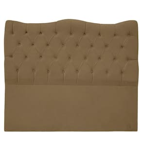Cabeceira Casal Estofada Para Cama Box Ayla Veludo Cor Capuccino