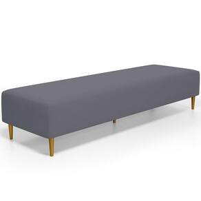 Puff Decorativo Bali W01 Pés Palito 170x60cm Suede Cinza - Lyam Decor
