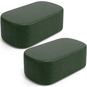 Kit 02 Puffs Decorativos Orgânicos Para Living Quarto 100cm Doha W01 Couríssimo Verde Musgo - Lyam Decor