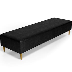 Puff Decorativo Sala De Estar Bali W01 Pés Palito 210x60cm Couríssimo Preto - Lyam Decor