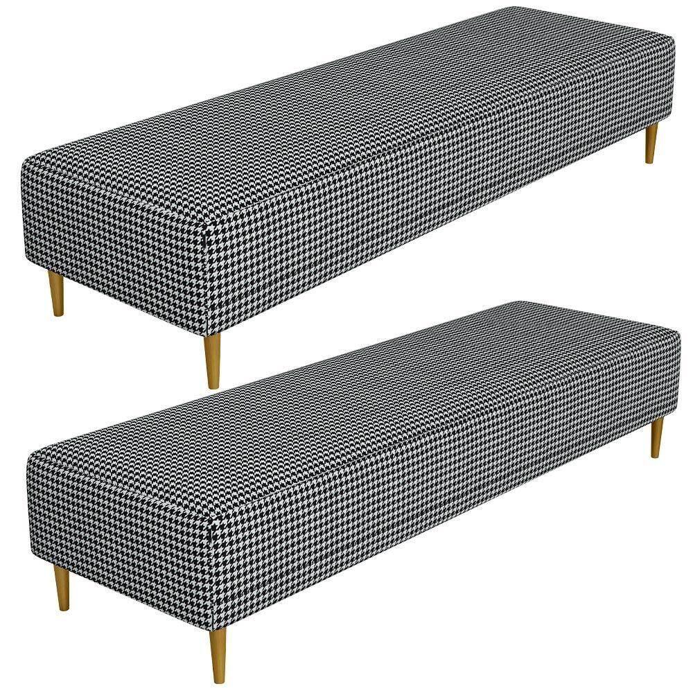 Kit 02 Puffs Decorativo Sala De Estar Bali W01 Pés Palito 190x60cm Pied Poule - Lyam Decor