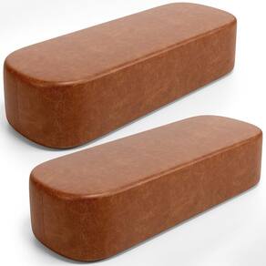 Kit 02 Puffs Decorativos Orgânico Para Living Quarto 195cm Doha W01 Couríssimo Camel - Lyam Decor