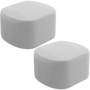 Kit 2 Puffs Decorativos Orgânico Para Living Quarto 70cm Doha W01 Bouclê Cinza - Lyam Decor