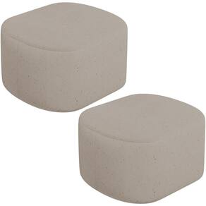 Kit 2 Puffs Decorativos Orgânico Para Living Quarto 70cm Doha W01 Linho Bege - Lyam Decor