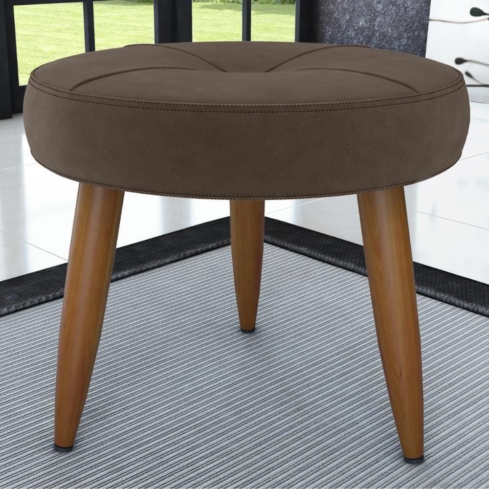 Puff Decorativa Redondo Marici Veludo Marrom