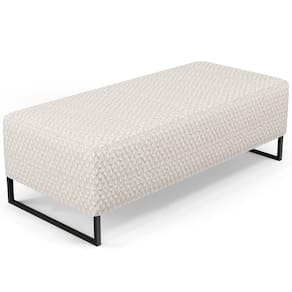 Puff Decorativo Sala De Estar Bali W01 Base Ferro 120x50 Cm Bouclê Cru - Lyam