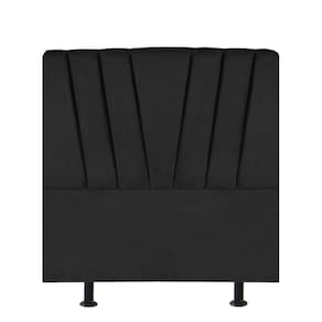 Cabeceira Estofada Bélgica 90cm Solteiro Para Cama Box Quarto Corino Preto - Gat Magazine