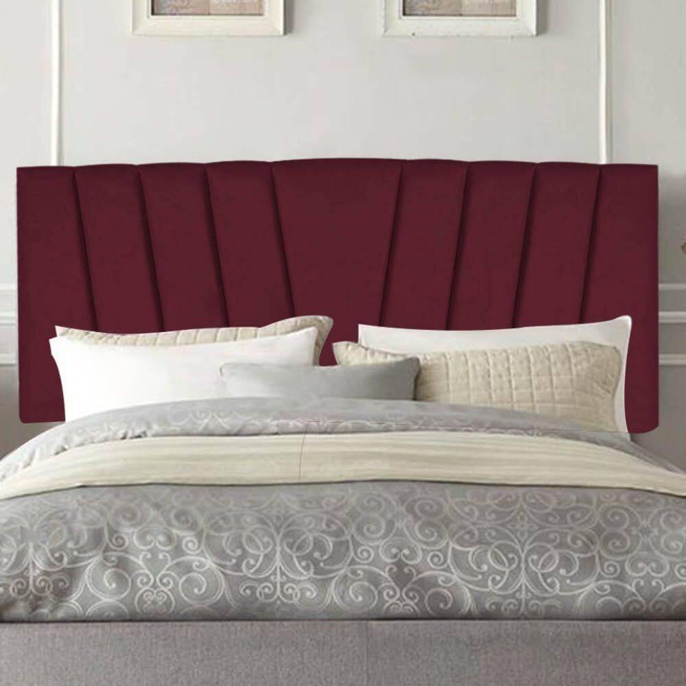 Painel Estofada Bélgica 195cm King Size Para Cama Box Quarto Suede Bordô - Gat Magazine