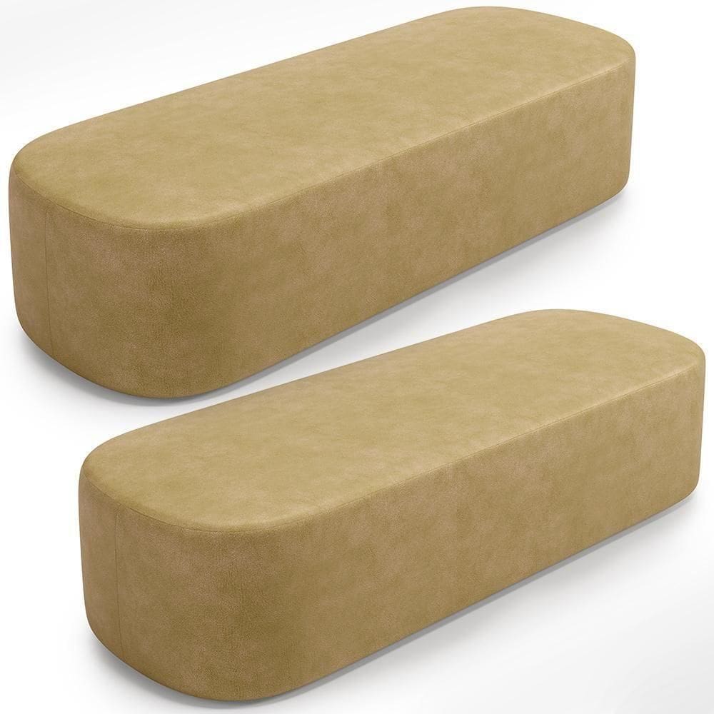 Kit 02 Puffs Decorativos Orgânicos Para Living Quarto 195cm Doha W01 Couríssimo Fendi - Lyam Decor