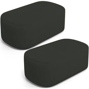 Kit 02 Puffs Decorativos Orgânicos Para Living Quarto 100cm Doha W01 Linho Verde Musgo - Lyam Decor