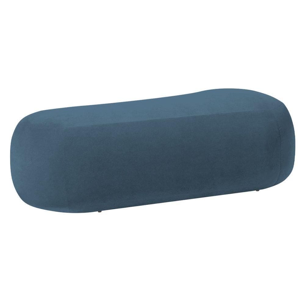 Puff Decorativo Itália 140cm Sala Escritorio Luxo Linho - Doce Sonho Móveis Cor Azul Royal