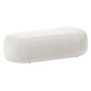 Puff Itália 100cm Sala Escritorio Luxo Bouclé Branco